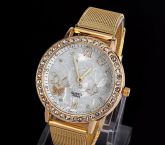 Relógio feminino dourado com detalhe em pedras - RF-005